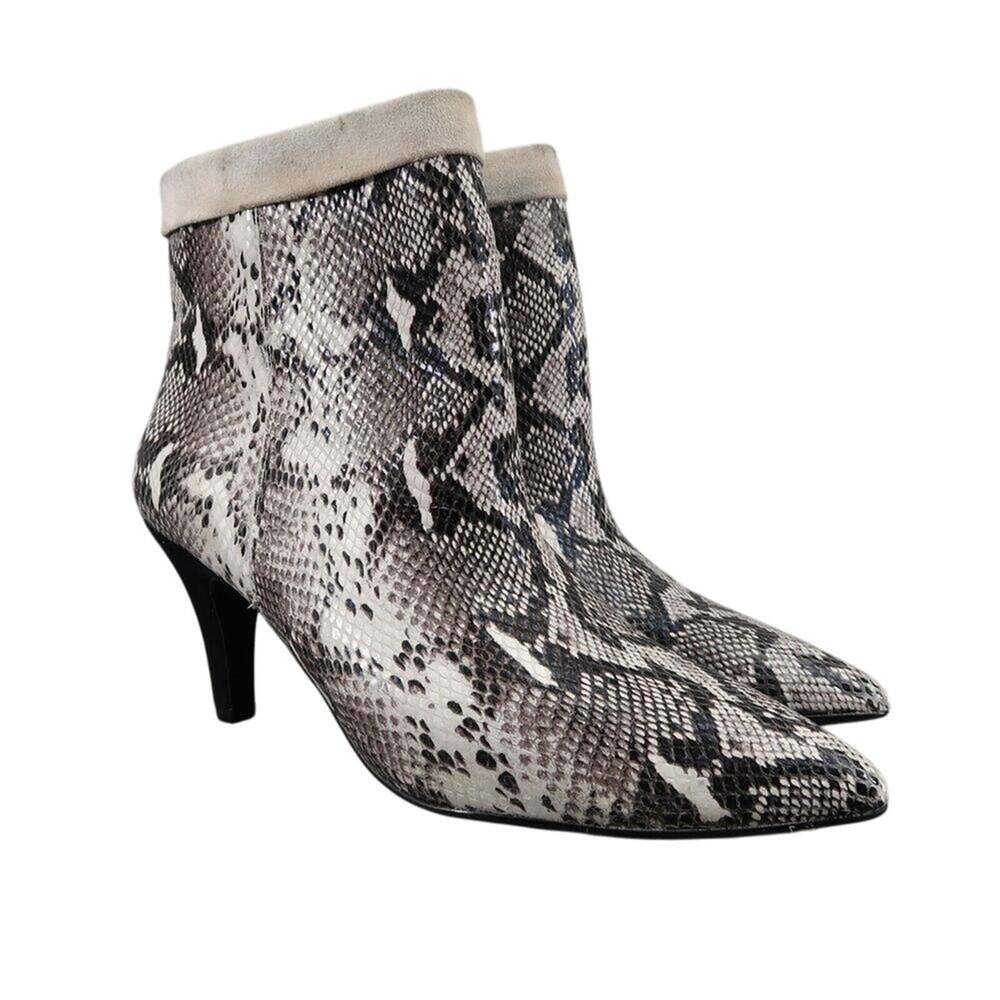 42 Gold Shoes Womens 7.5 Boots Fashion Snake Print Leather Point Toe Heeled Oja